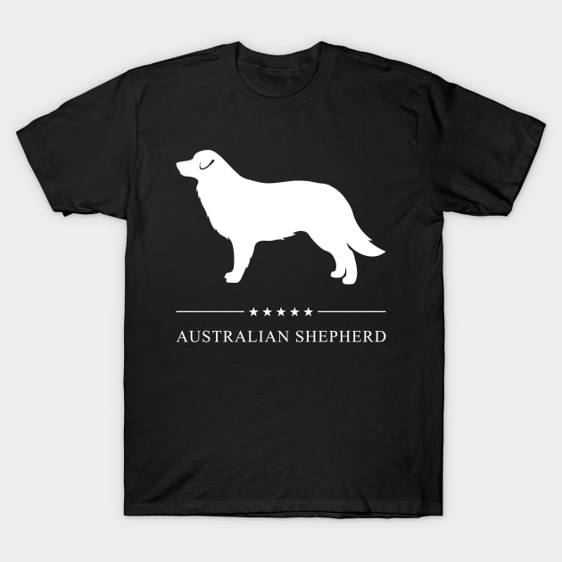 Australian Shepherd Dog White Silhouette T-Shirt by millersye